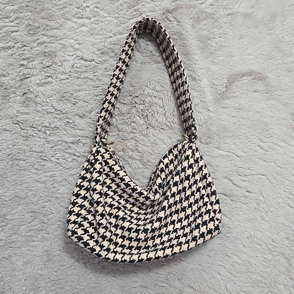 Houndstooth pattern hobo mini shoulder bag